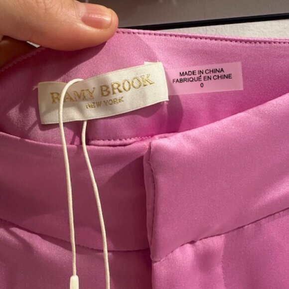 Ramy Brook Silk Pants. Pink Lara Pants With Red Piping - Picture 3 of 5